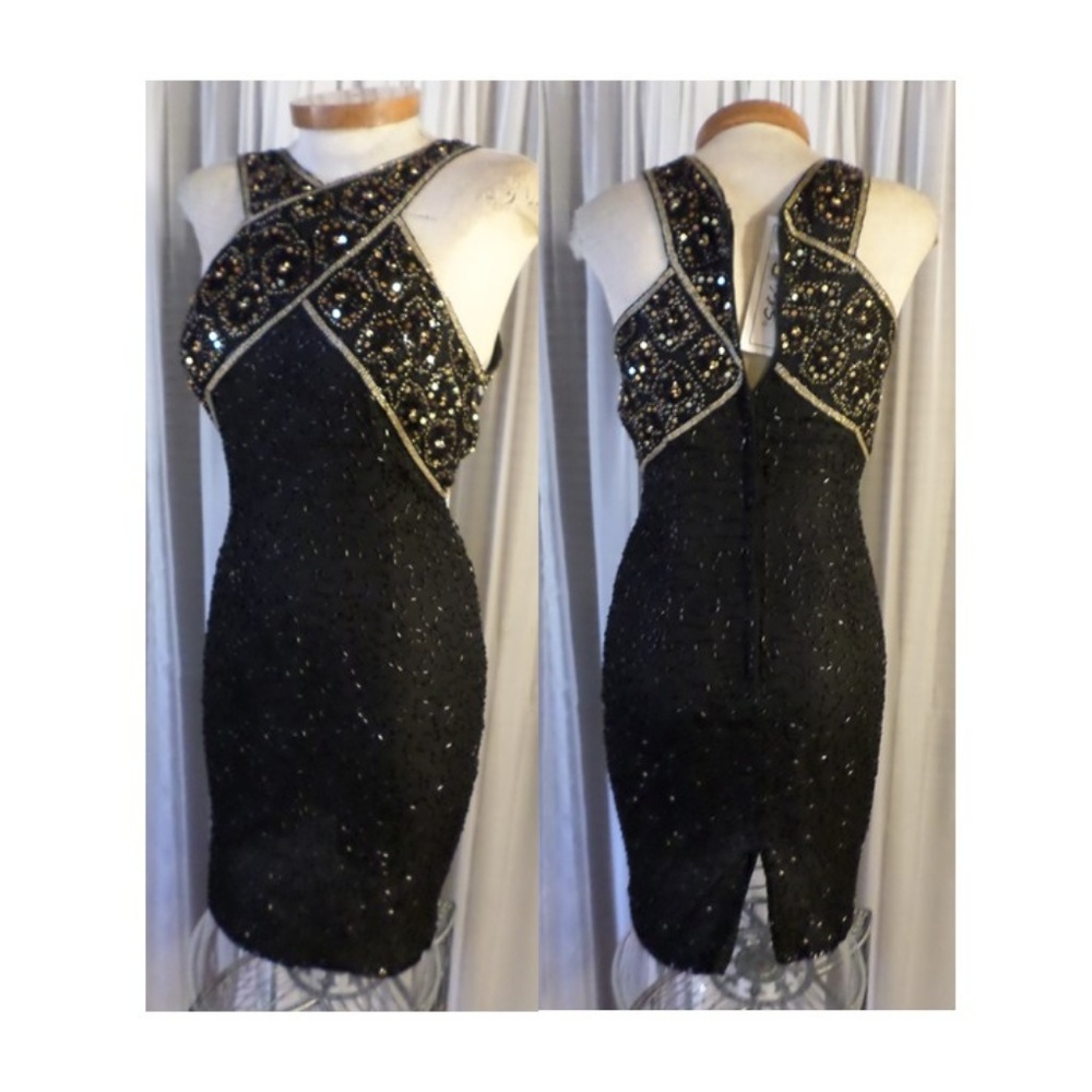 NWT Stenay Silk Cocktail Dress Size 6 Gold Black S